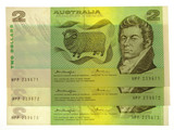 1976 Two Dollars Knight / Wheeler Run of Three Consecutive Banknotes 