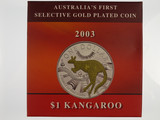 2003 1oz 999 Silver Kangaroo One Dollar Selective Gold Plated Proof Coin