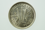 1952 Threepence in Almost Uncirculated Condition Reverse