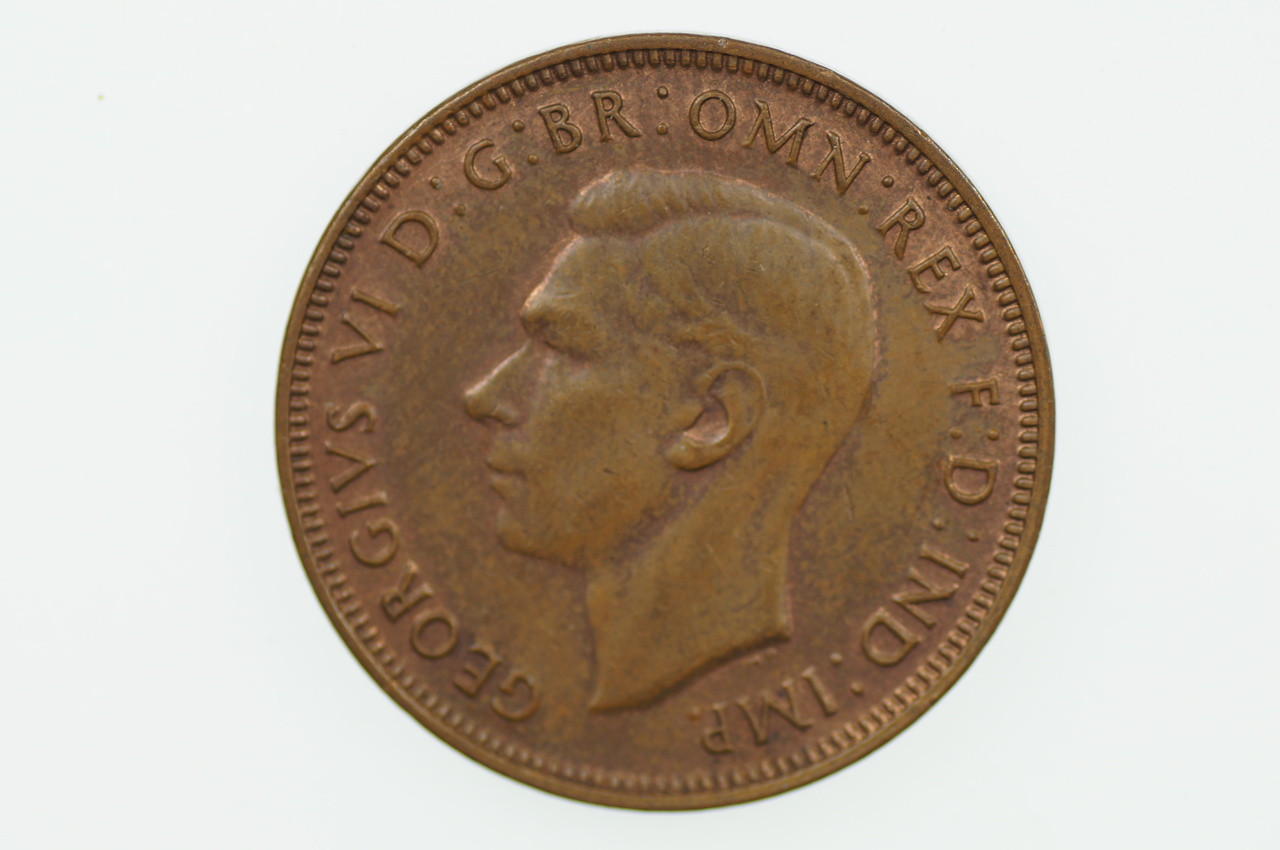 1944 Half Penny in Almost Uncirculated Condition Obverse