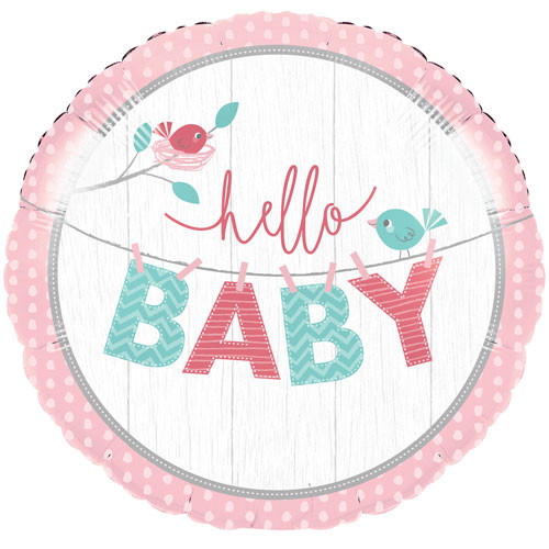 Pink Hello Baby Helium Foil Balloon