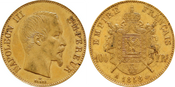 1858-A France: Napoleon III gold 100 Francs PCGS MS62