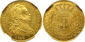 1822 Portugal João VI Gold 3200 Reis (1/2 Peça) NGC MS62+