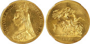 1887 Great Britain Victoria Gold 5 Pounds NGC MS63