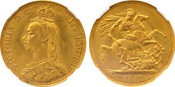 1887 Great Britain Victoria Gold 2 Pounds NGC MS64