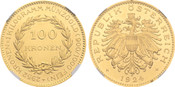 1924 Austria: Republic gold 100 Kronen NGC PL64 Cameo