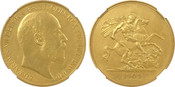 1902 Great Britain: Edward VII gold 5 Pounds NGC PR62 Matte