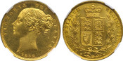 1852 Great Britain: Victoria gold Sovereign NGC MS64+
