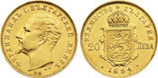 1894-KB Bulgaria: Ferdinand I gold 20 Leva NGC AU58