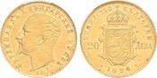 1894-KB Bulgaria: Ferdinand I gold 20 Leva PCGS AU53