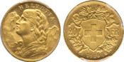 1926-B Switzerland: Confederation gold 20 Francs PCGS MS65