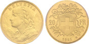 1926-B Switzerland: Confederation gold 20 Francs PCGS MS67