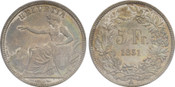 1851-A Switzerland: Confederation silver 5 Francs PCGS MS64