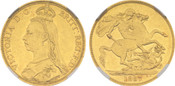 1887 Great Britain: Victoria gold 2 Pounds NGC MS61