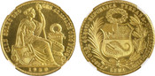 1950 Peru: Republic gold 100 Soles NGC MS67 Top Pop