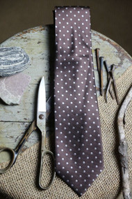Classic Brown & White Dot Vintage Inspired Necktie