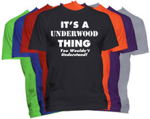 UNDERWOOD Name T-Shirt Personalized Custom Last Name Tee
