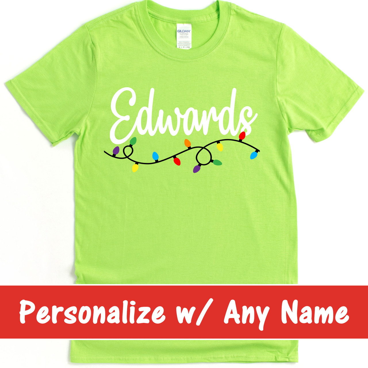 Personalized Family Name Christmas Shirts - DTG Direct to Garment Custom Name  T-Shirts - Fat Duck Tees