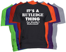 RUTLEDGE Name T-Shirt Personalized Custom Last Name Tee
