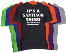 SANTIAGO Name T-Shirt Personalized Custom Last Name Tee