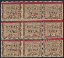 cz019b5. Canal Zone 19a & 19b "CANAL" & "ZONE" in Antique type in blk/9 unused Very Fine. Scarce Dual Error block!