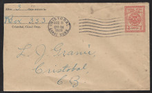 czu09e6. Canal Zone U9/10c entire Used Cristobal 8-11-1928 Very Fine. Cristobal Request Corner Card with 3 dots in seal. Scarce postal stationery entire!