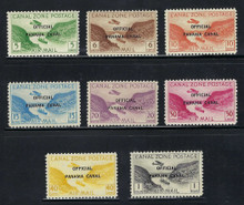 czco01c3. Canal Zone Official Airmail Stamps CO1-CO7 and CO14 Unused LH Fresh & VF-XF. Outstanding set!