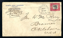 cz023n3. Canal Zone 23 ICC Penalty cover ANCON STA A 1-6-1907 to US. Scarce Post Office cancel!