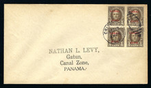cz070n3. Canal Zone 70 block of 4 on Pre-First Day of Issue cover CRISTOBAL 4-13-1925. Very Scarce and Outstanding Usage!