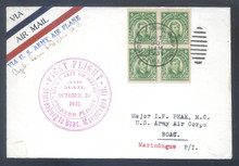pif063b. PHILIPPINES FFC 63b (old #61) FT. STOTSENBURG TO BOAC 10-30-31 with #340 block of 4. Signed by Pilot. Scarce only 23 carried!