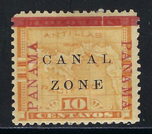 cz013b5. Canal Zone 13d PANAMA Overprint in Red Brown Unused OG Very Fine. Elusive and Undervalued Fourth Printing!