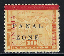 cz013d7. Canal Zone 13 variety "N" of CANAL in Antique Type. Unused, OG, VF-XF. Superb Example of Very Scarce Error!