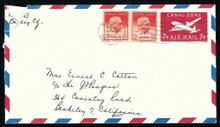 czuc04c8. Canal Zone UC4/A13 Air Post entire used with #136 pair Balboa 3-6-1963 to US. F-VF. Scarce and Interesting Provisional 8c Airmail Usage!