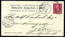 pi214e3. Philippine 214 tied by Manila 4-2-1904 on Private Mailing Card to Switzerland. Exceptional Card and Usage!