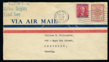 czuc02c9. Canal Zone UC2/A5 Air Mail entire used with #C3 Balboa Heights 3-8-1929 to US. Very Fine. Very Scarce Commercial Use of this Early Rate and Envelope!