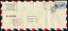 czco03g9. Canal Zone stamp CO3 "O" over "N" variety on Official Mail cover Balboa Heights 10-29-42 to U.S. Scarce variety on Nice Airmail Official cover!