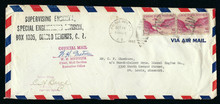 czco05g3. Canal Zone two CO5 tied by Balboa Heights 10-20-42 duplexes on Official Business airmail cover to U.S. Earliest Reported Usage! Outstanding Item!