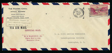 czco05g5. Canal Zone CO5 tied by Balboa Heights 3-8-43 cancel on Official Business airmail cover to U.S. Attractive Usage!