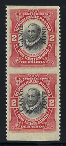 cz032d3. Canal Zone 32a vertical pair imperforate horizontally Unused LH VF-XF. Rare and Attractive Error!