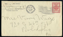 czu09p7. Canal Zone U9/12d entire Cristobal Request Corner Card Used Cristobal 12-8-1927 Very Fine. Scarce Used Postal Stationery entire!