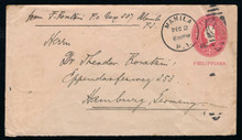 piu10c3. Philippines postal stationery U10/17 entire Used F-VF Manila 12-2-1907 to Germany. Nice Usage!