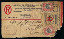 czuf1c7. Canal Zone postal stationery Registration Envelope UF1/RE1 entire used with two 56 Gatun 5-10-23 to US. Very Scarce and Desirable!