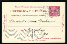 czux01c5. Canal Zone postal card UX1/S1 Used ANCON STA A 3-22-1907 to US. Fresh and Very Fine. Elusive marking on Attractive Card!