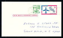 czuxc2c7. Canal Zone Air Mail Postal Card UXC2/SA2 Used Balboa Heights 6-1-67 to US Very Fine. Scarce Commercial Usage!