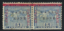 cz012g4. Canal Zone 12 varieties in pair two "ANAMA" @ left, one "PANAM" @ right. Unused Very Fine NSE. Very Scarce Combo Varieties, only a few issued from some panes!