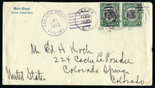 cz031g3. Canal Zone 31 pair on cover Ancon 2-21-1913 to US.  Interesting and Attractive Postal History!