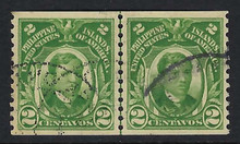 pi326d5. Philippines Rizal stamps 326 coil line pair Used VF-XF. Exceptional Example of this Very Scarce Used Line Pair!