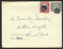 cz037g3. Canal Zone stamps 37 & 39 on Registered cover Empire 2-17-1915 local usage F-VF. Scarce & Desirable Registered Usage!