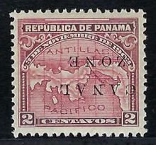 cz010d3. Canal Zone 10a Inverted Overprint Error Unused LH XF-XF Exceptionally Centered. Scarce and Outstanding!