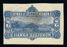 hiu04e3. HAWAII U4 variety cut square Used Very Fine Complete Offset on reverse. Rare and Attractive!